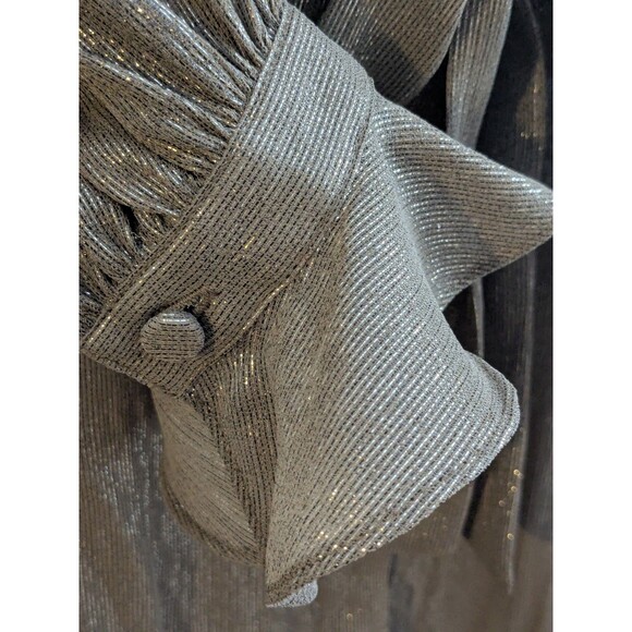 NWT Lafayette 148 Bryon Tie Neck Blouse Honey Gold  Metallic Sz M - Picture 7 of 11